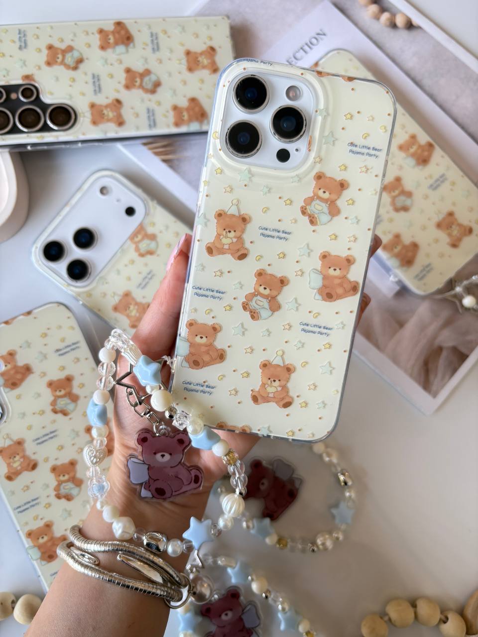 قاب گوشی خرس لباس ابی